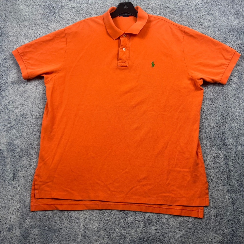 Polo Ralph Lauren Mens XL Orange Polo Shirt Short Sleeve Pique Cotton Pony Logo